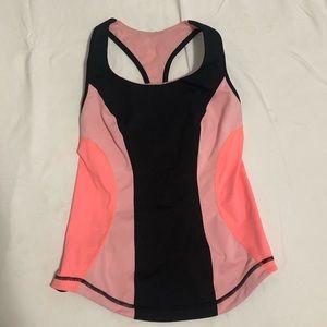 Lululemon Razor Back Tank Top Size 6 Black/Pink